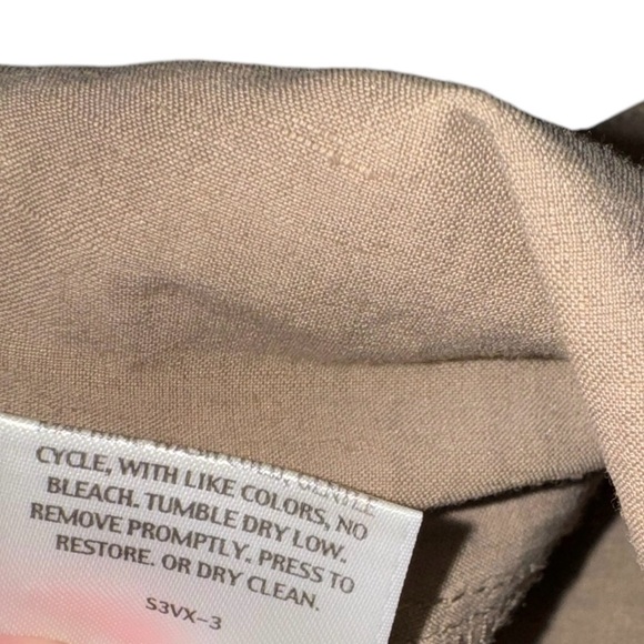 Eileen Fisher Dappl Italian Linen Blend Tan Trouser Pants Preppy Beach Sz 14 - Picture 8 of 10